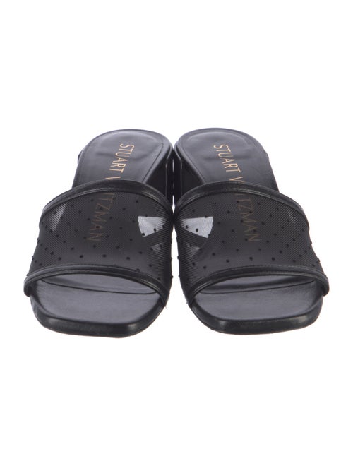 Stuart Weitzman Leather Mesh Accents Slides