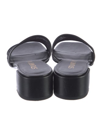 Stuart Weitzman Leather Mesh Accents Slides