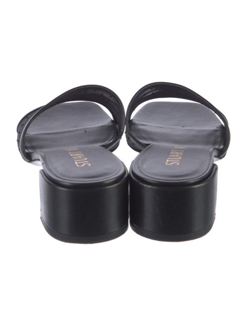 Stuart Weitzman Leather Mesh Accents Slides