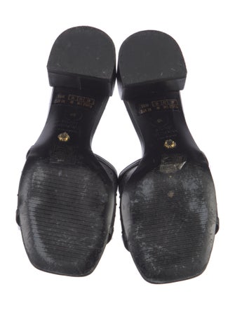 Stuart Weitzman Leather Mesh Accents Slides