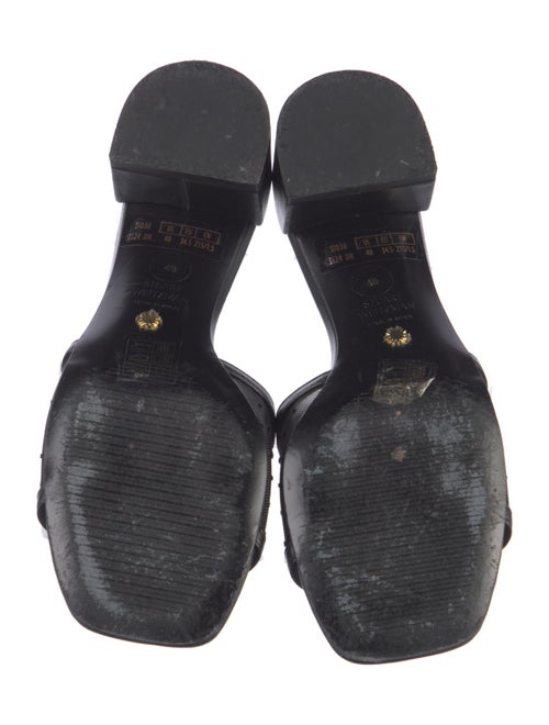 Stuart Weitzman Leather Mesh Accents Slides