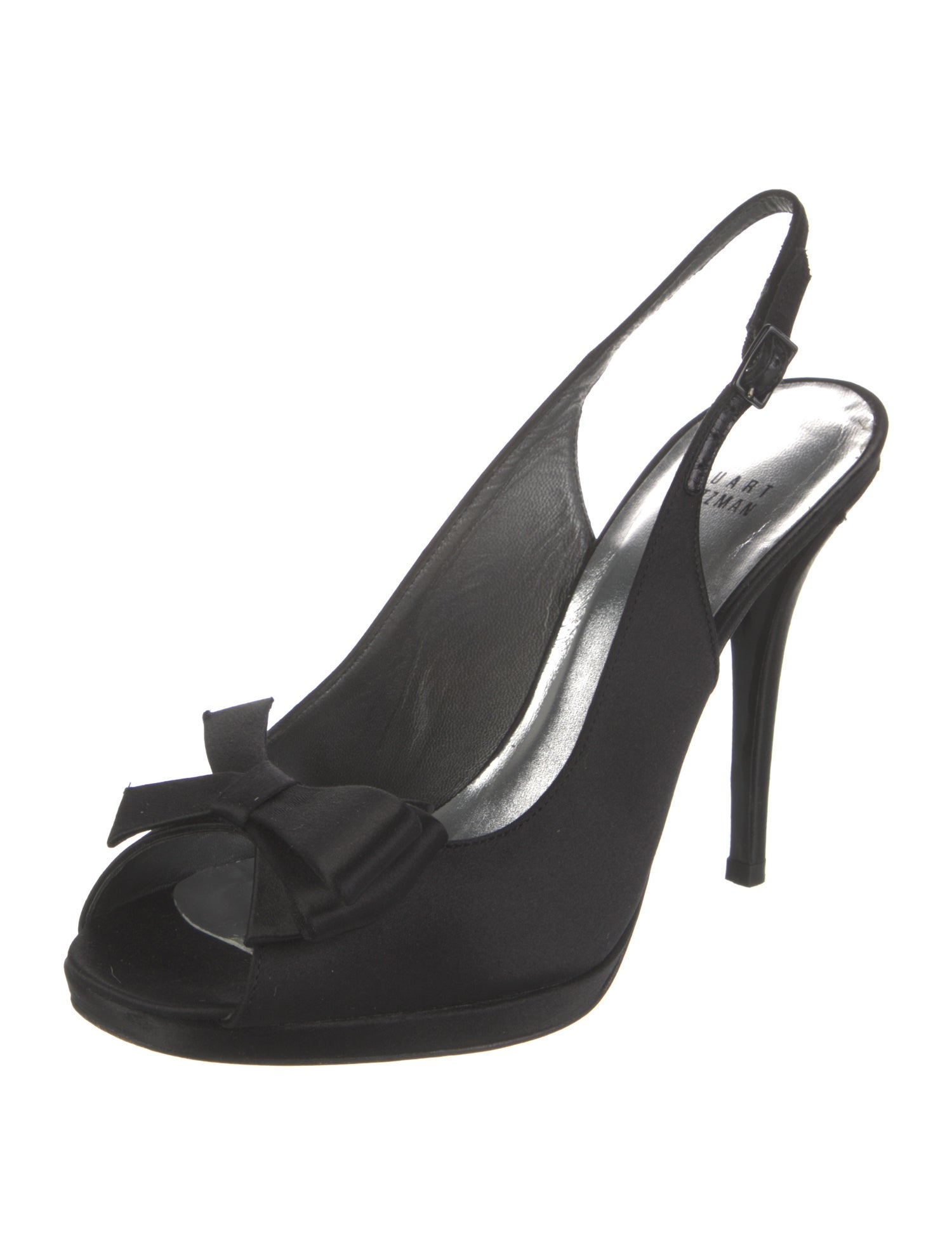 Stuart Weitzman Satin Bow Accents Slingback Pumps