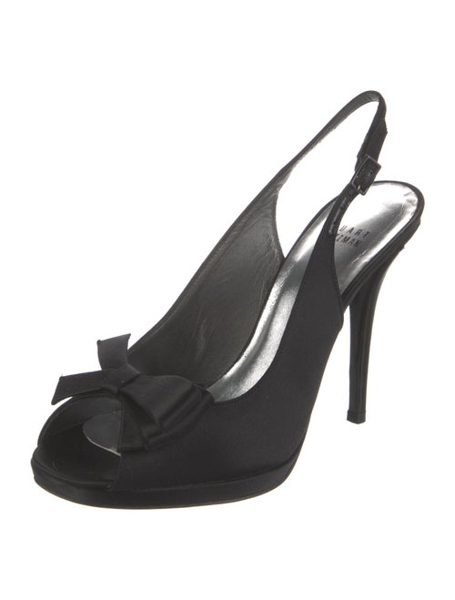 Stuart Weitzman Satin Bow Accents Slingback Pumps