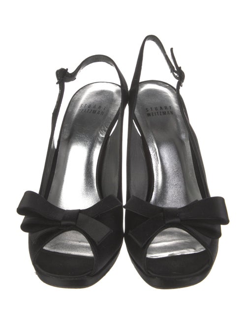 Stuart Weitzman Satin Bow Accents Slingback Pumps