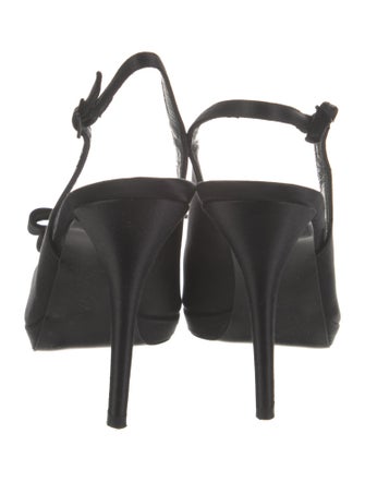 Stuart Weitzman Satin Bow Accents Slingback Pumps