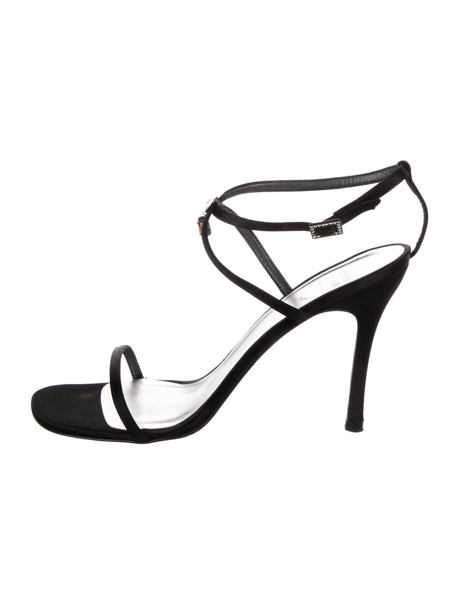 Stuart Weitzman Satin Crystal Embellishments Sandals