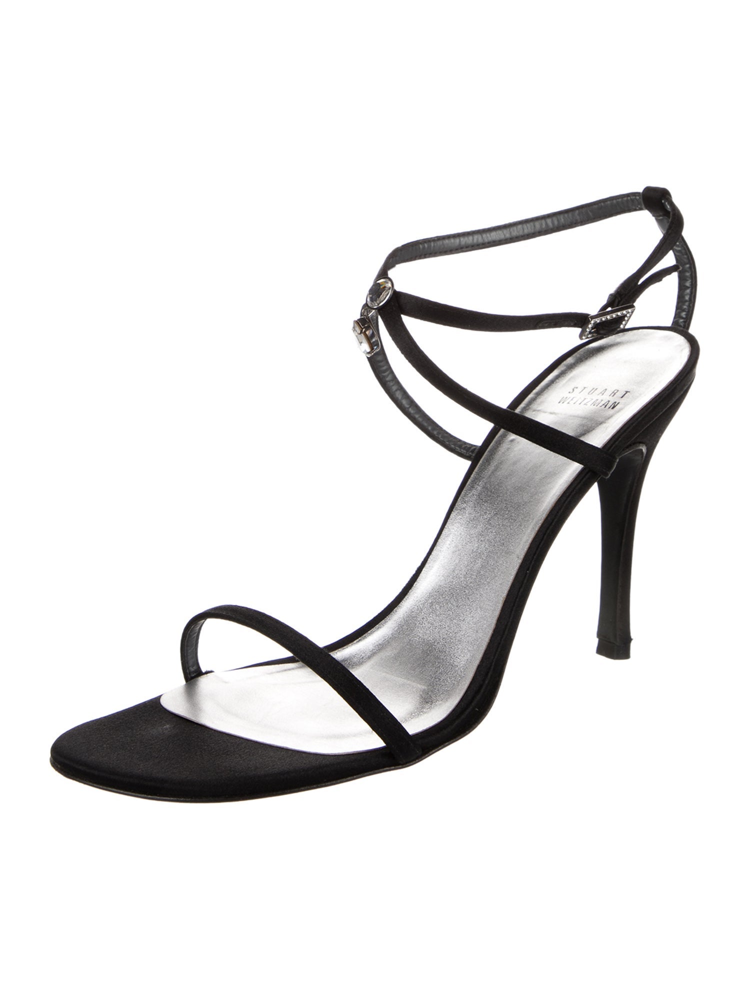 Stuart Weitzman Satin Crystal Embellishments Sandals