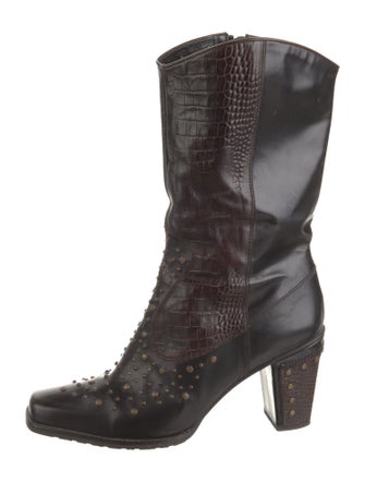 Stuart Weitzman Leather Studded Accents Boots