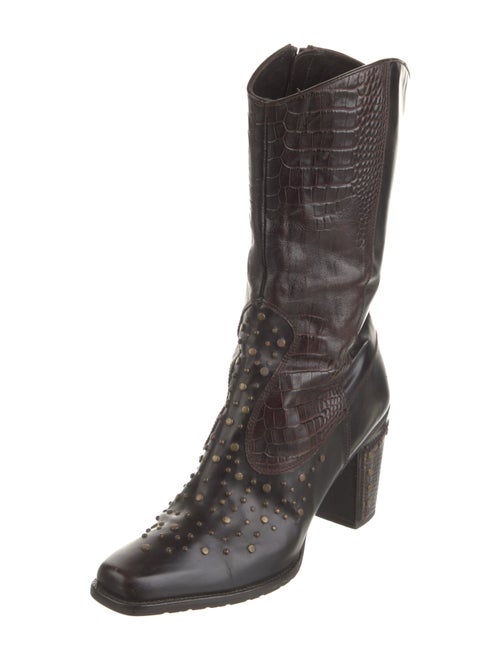 Stuart Weitzman Leather Studded Accents Boots