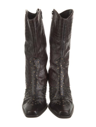 Stuart Weitzman Leather Studded Accents Boots