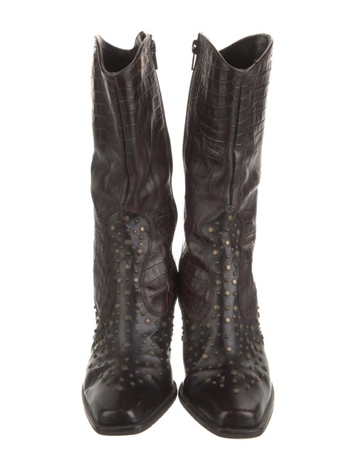 Stuart Weitzman Leather Studded Accents Boots
