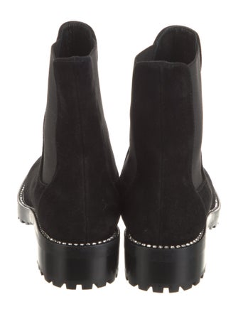 Stuart Weitzman Suede Crystal Embellishments Chelsea Boots