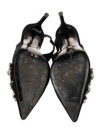 Stuart Weitzman Suede Crystal Embellishments Slingback Pumps