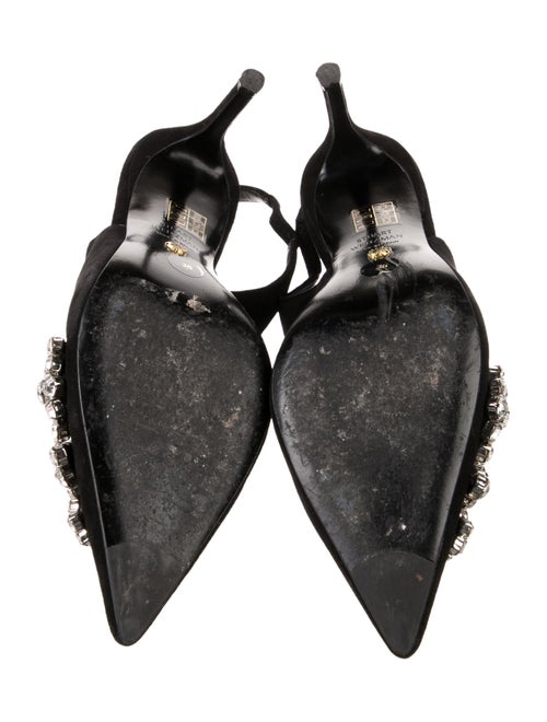Stuart Weitzman Suede Crystal Embellishments Slingback Pumps