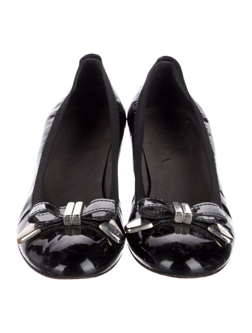 Stuart Weitzman Patent Leather Bow Accents Pumps