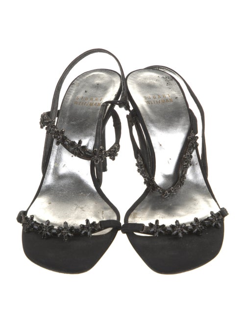 Stuart Weitzman Satin Floral Print Slides