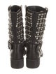 Stuart Weitzman Leather Studded Accents Moto Boots