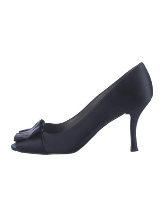 Stuart Weitzman Satin Ruffle Embellishment Pumps