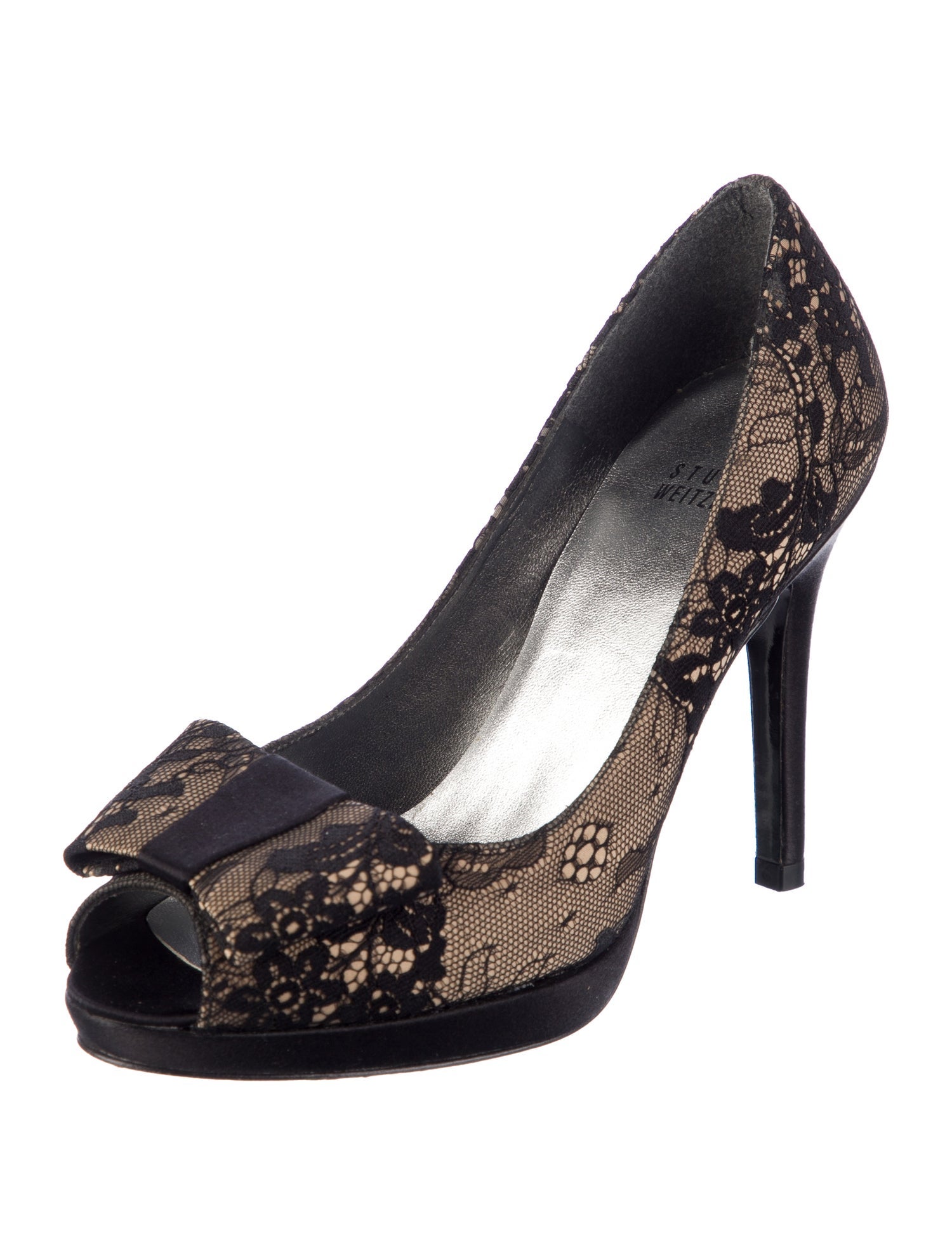 Stuart Weitzman Lace Printed Slingback Sandals