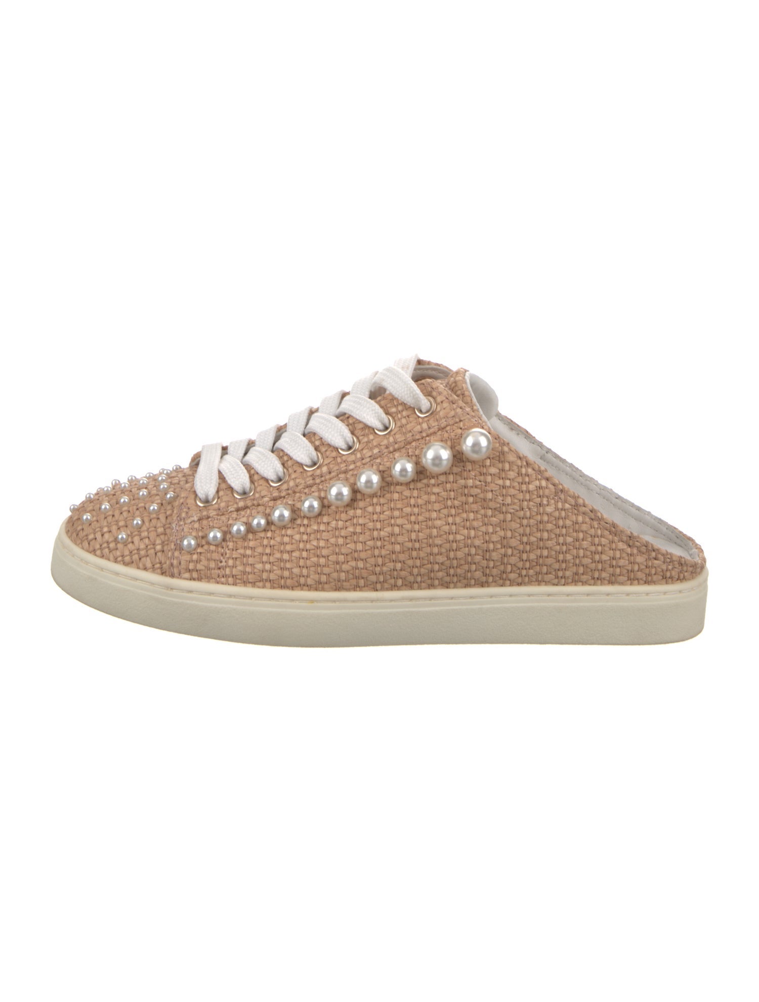 Stuart Weitzman Raffia Beaded Accents Sneakers