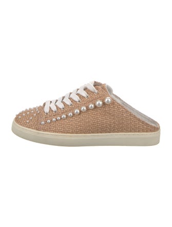 Stuart Weitzman Raffia Beaded Accents Sneakers