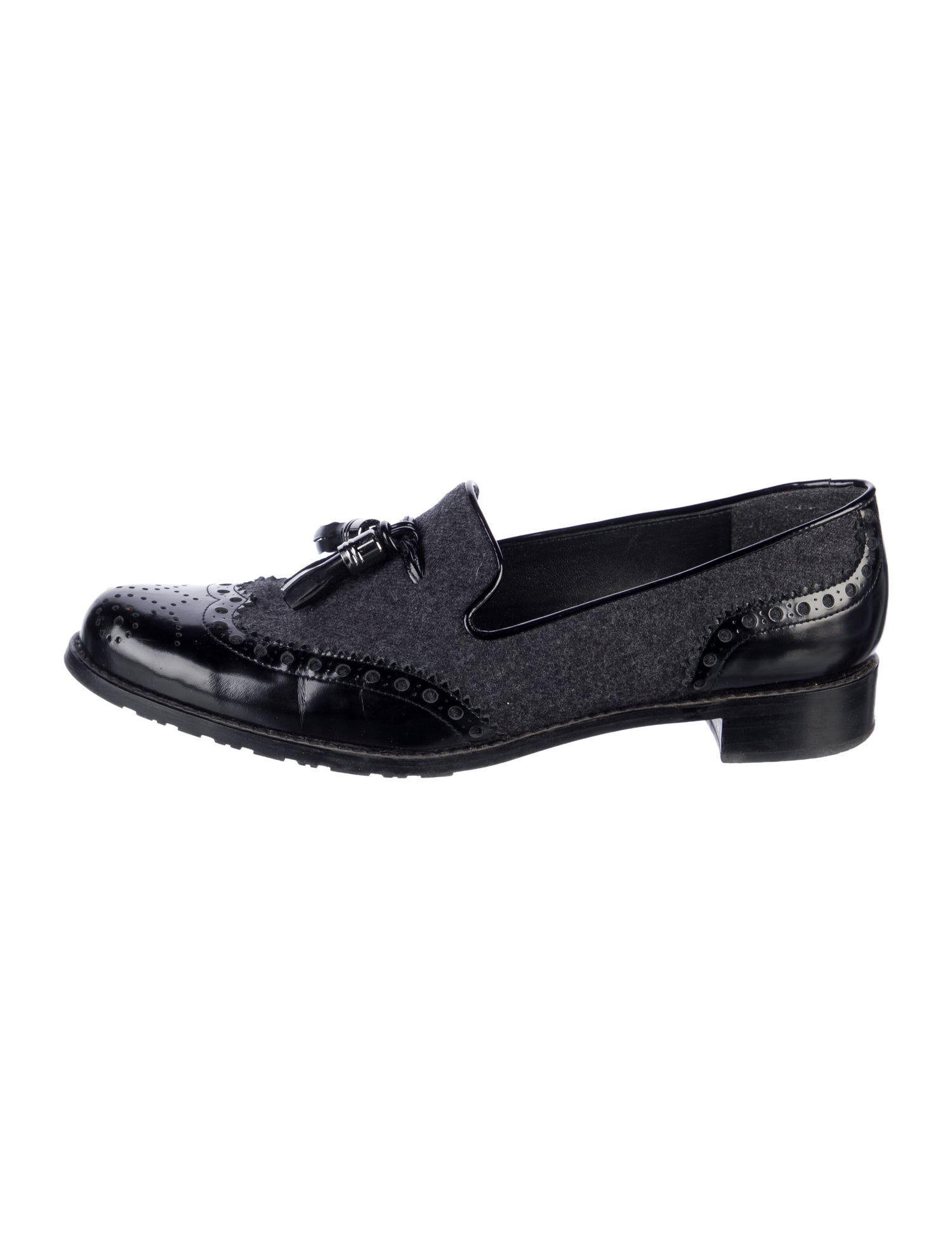 Stuart Weitzman Patent Leather Lasercut Accents Loafers