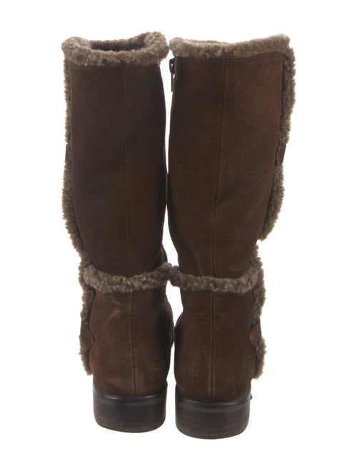 Stuart Weitzman Suede Faux Fur Trim Moto Boots