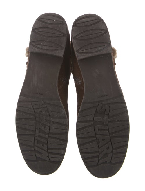 Stuart Weitzman Suede Faux Fur Trim Moto Boots