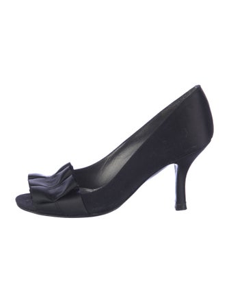Stuart Weitzman Satin Ruffle Embellishment Pumps