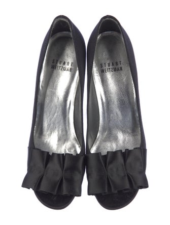 Stuart Weitzman Satin Ruffle Embellishment Pumps