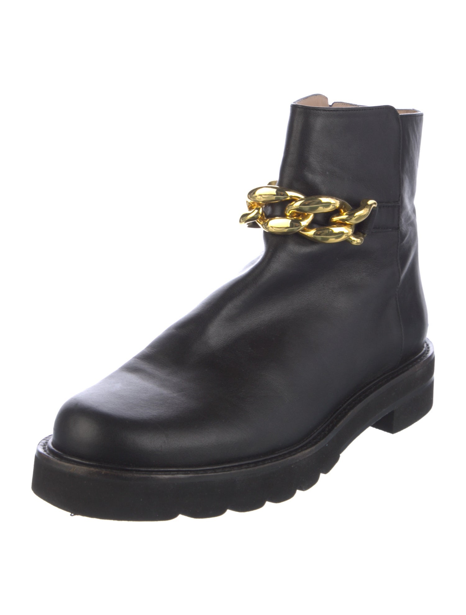 Stuart Weitzman Leather Chain-Link Accents Boots