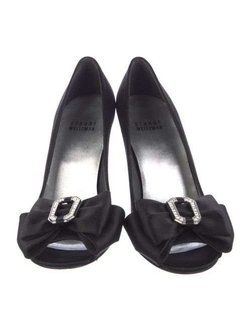 Stuart Weitzman Satin Crystal Embellishments Pumps
