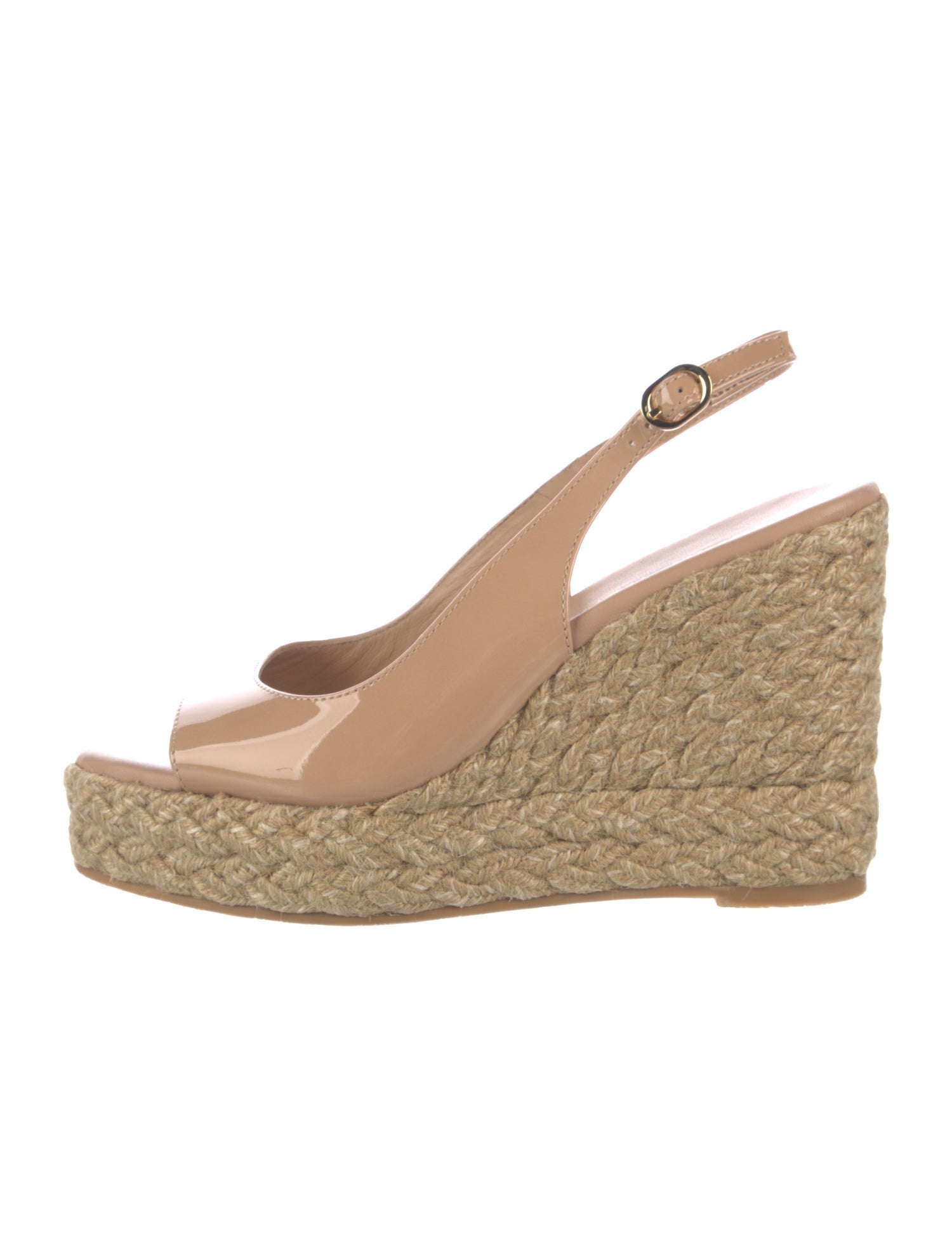 Stuart Weitzman Patent Leather Braided Accents Espadrilles