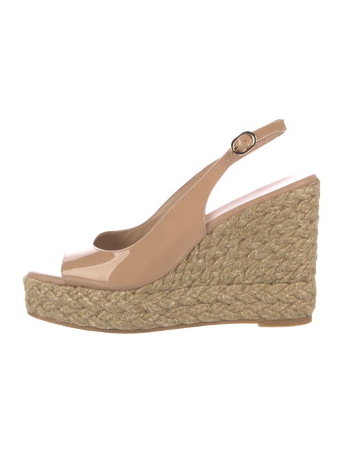 Stuart Weitzman Patent Leather Braided Accents Espadrilles