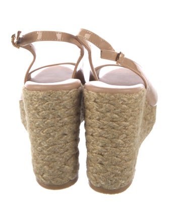 Stuart Weitzman Patent Leather Braided Accents Espadrilles