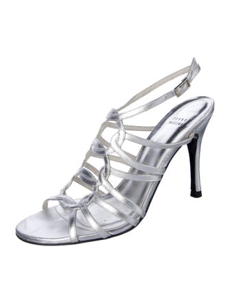 Stuart Weitzman Leather Cutout Accent Slingback Sandals