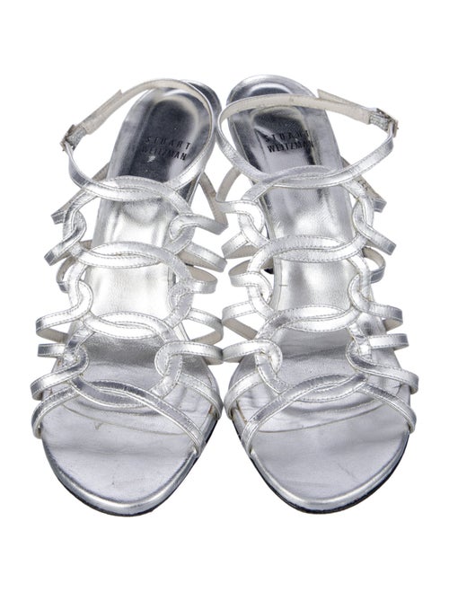 Stuart Weitzman Leather Cutout Accent Slingback Sandals