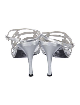 Stuart Weitzman Leather Cutout Accent Slingback Sandals