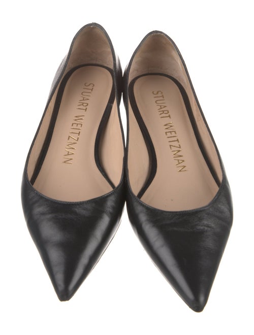 Stuart Weitzman Leather Bow Accents Ballet Flats
