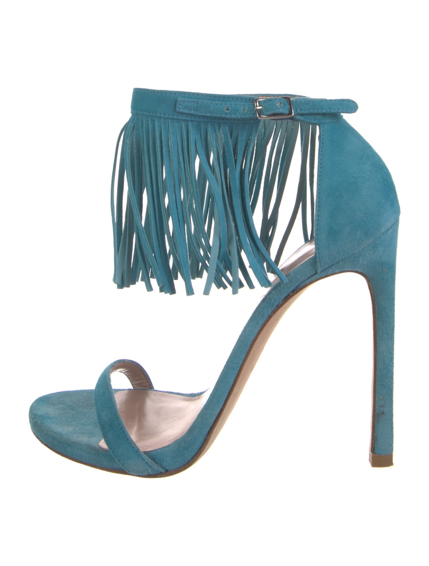 Stuart Weitzman Suede Fringe Trim Accent Sandals
