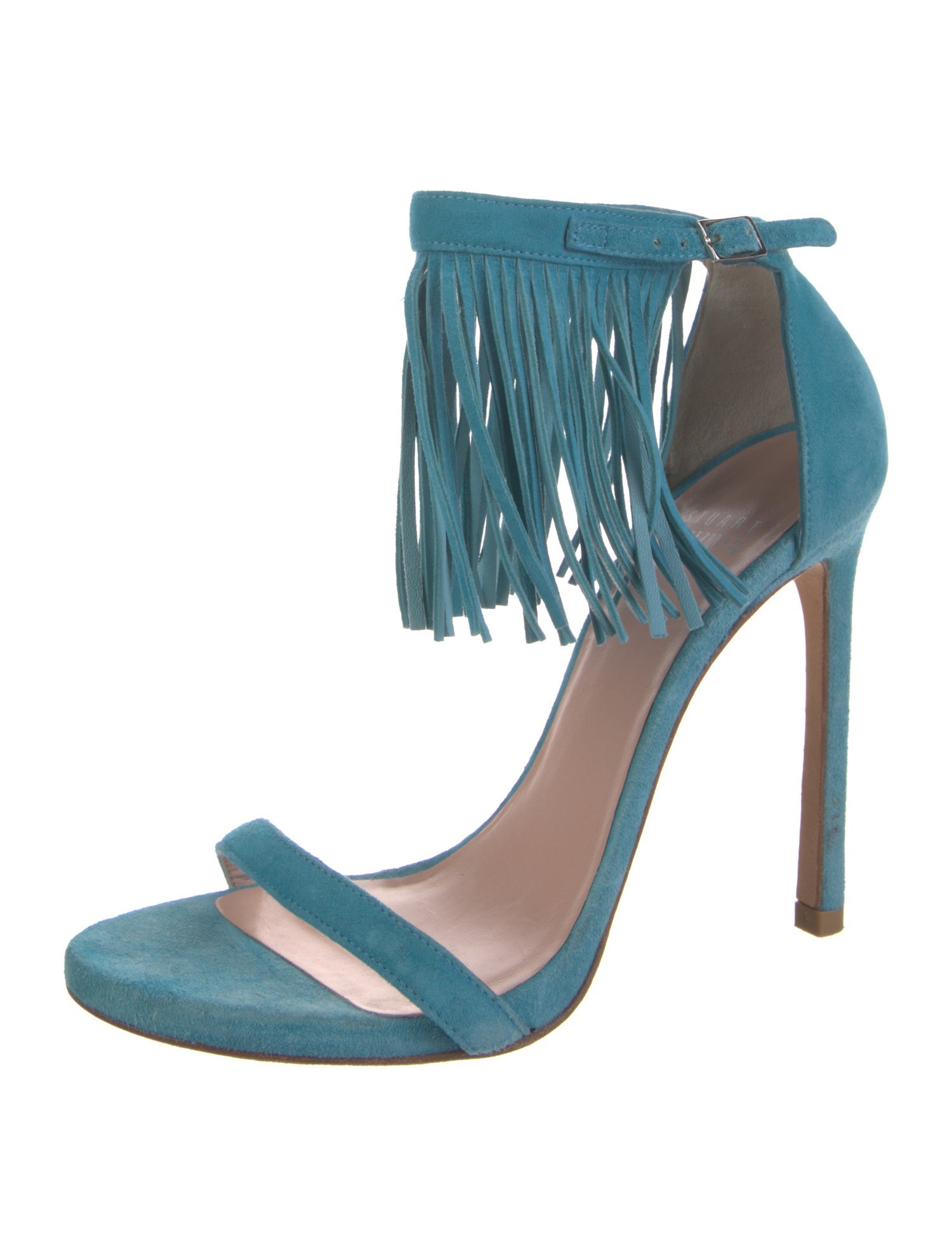 Stuart Weitzman Suede Fringe Trim Accent Sandals