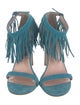 Stuart Weitzman Suede Fringe Trim Accent Sandals