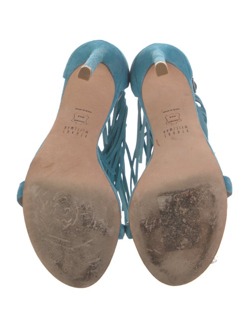Stuart Weitzman Suede Fringe Trim Accent Sandals