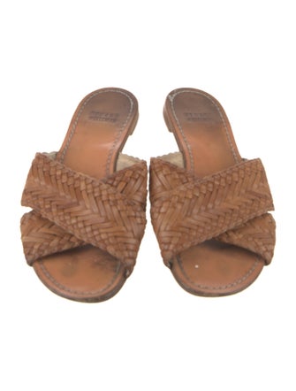 Stuart Weitzman Leather Braided Accents Slides