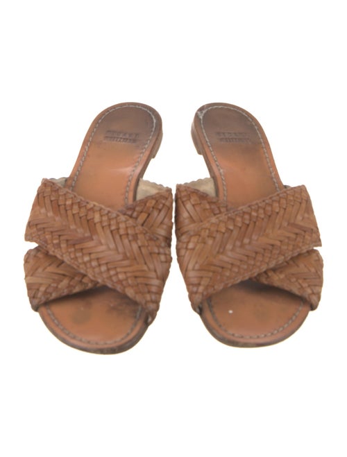 Stuart Weitzman Leather Braided Accents Slides
