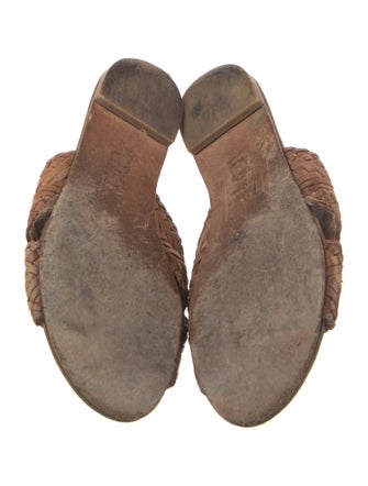 Stuart Weitzman Leather Braided Accents Slides