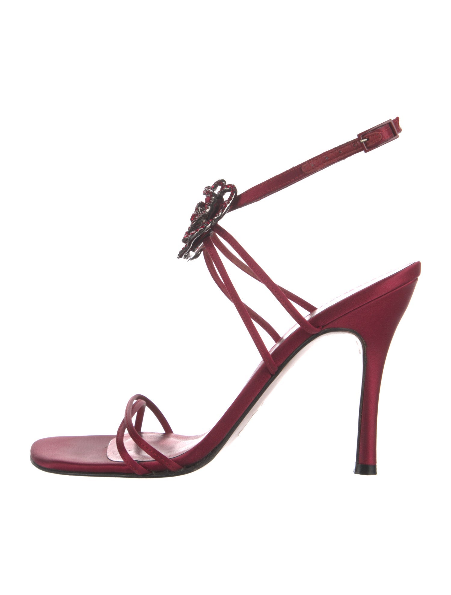 Stuart Weitzman Satin Crystal Embellishments Sandals