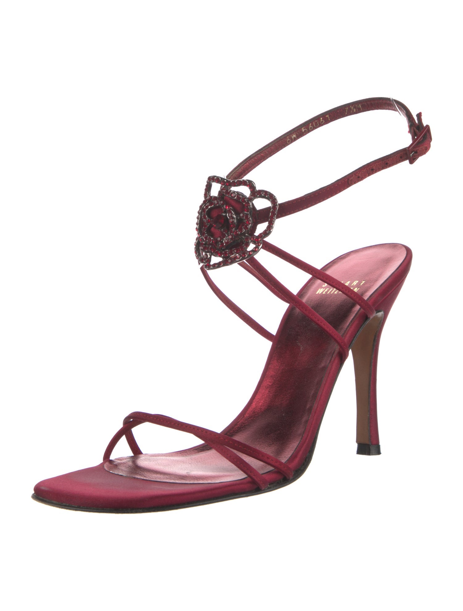 Stuart Weitzman Satin Crystal Embellishments Sandals