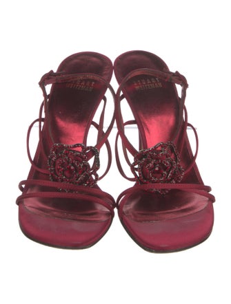Stuart Weitzman Satin Crystal Embellishments Sandals