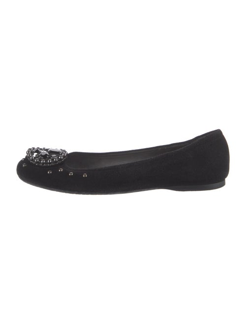 Stuart Weitzman Suede Crystal Embellishments Flats